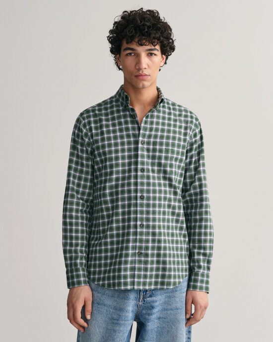 Camisa de algodão com estampa xadrez Gingham (Azure Terroso) - Homens
